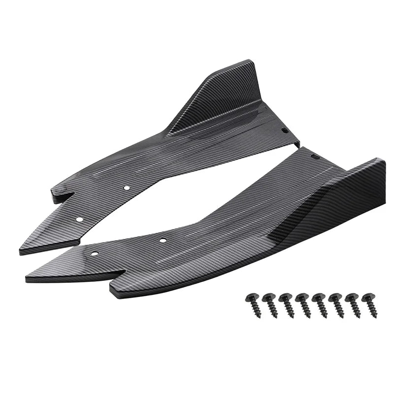 Pair Universal Car Rear Bumper Spoiler Lip Carbon Fiber Wing Trim Protection Anti-crash Diffuser Side Skirt Wrap Angle Splitter Beauty World Shop