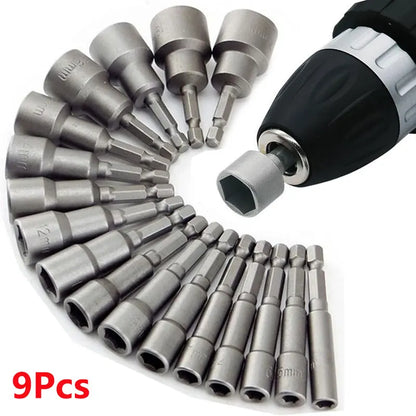 9pcs/set 5mm-13mm Hex Sockets Sleeve Nozzles Nut Driver Set Screwdriver Set Schroevendraaier Set Bits Sets Tools Socket Wrenches Beauty World Shop