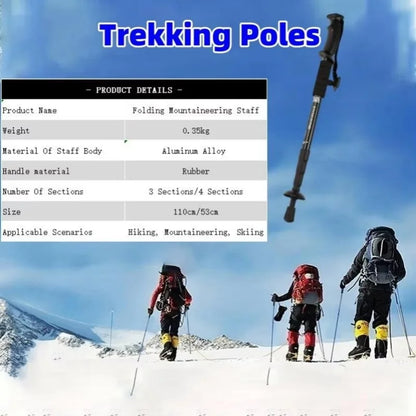 Trekking Poles Shock Absorption Foldable Ultralight Hiking Pole Suitable For Outdoor Camping Mountaineering Backpacking And Trip Beauty World Shop