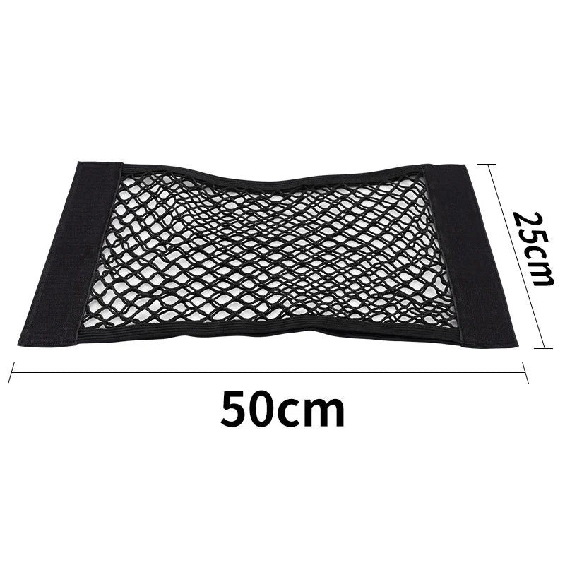 Car Trunk Mesh Organizer Car Tail Storage Net Seat Back Pocket Universal Trunk Bag Auto Magic Tape Network Interior Accessories Beauty World Shop