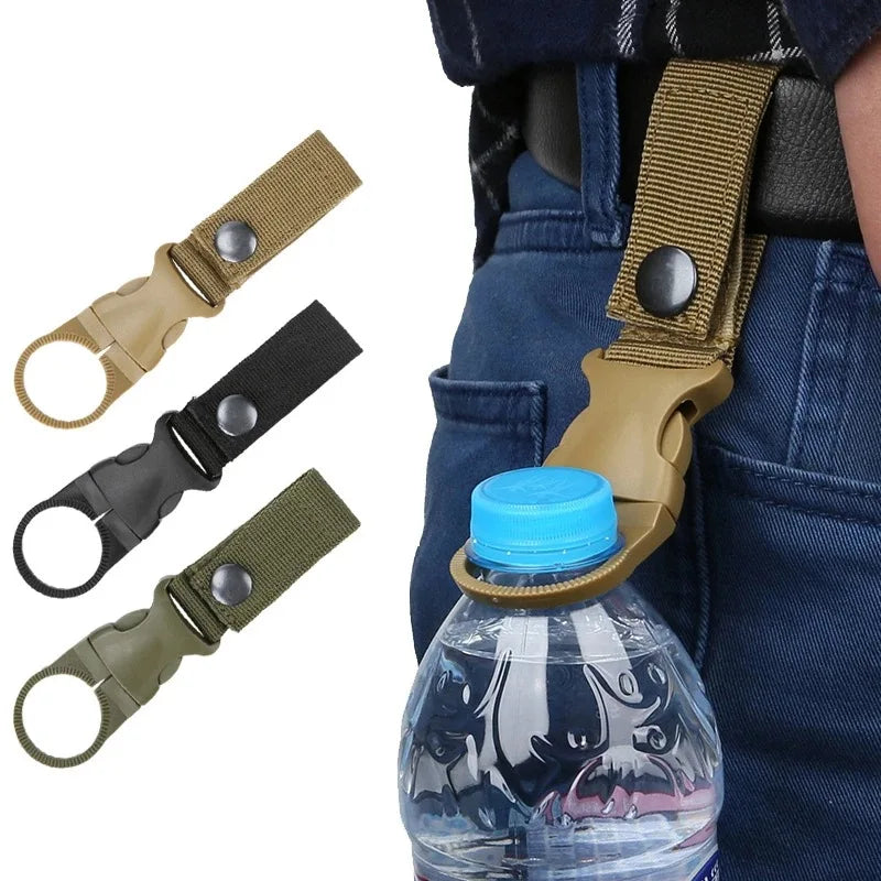 Webbing Water Bottle Holder Climbing Carabiner Belt Backpack Hanger Hooks Clip Multifunction Water Bottle Nylon Buckle Hook Clip Beauty World Shop