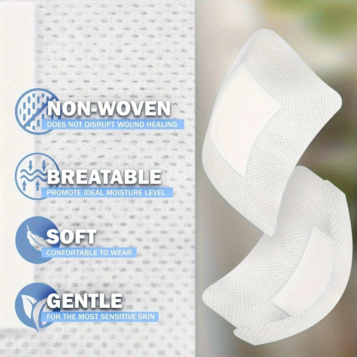 50pcs Large Size Hypoallergenic Non-woven Medical Adhesive Wound Dressing Band Aid Bandage Large Wound First Aid 6*7cm Beauty World Shop