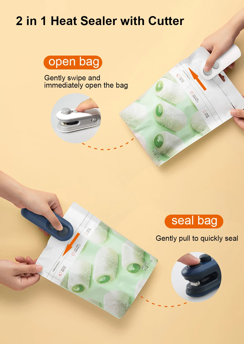 Mini Heat Bag Sealing Machine Package Sealer Bags Plastic Food Sealer Clip Bag Handheld Sealer Food Packaging Heat Sealer Beauty World Shop