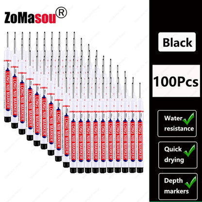1-100Pcs 2cm Waterproof Long Head Markers Deep Hole Marker Pen for Metal Carpenter Red/Black/Blue/Green Ink Woodworking Tools Beauty World Shop