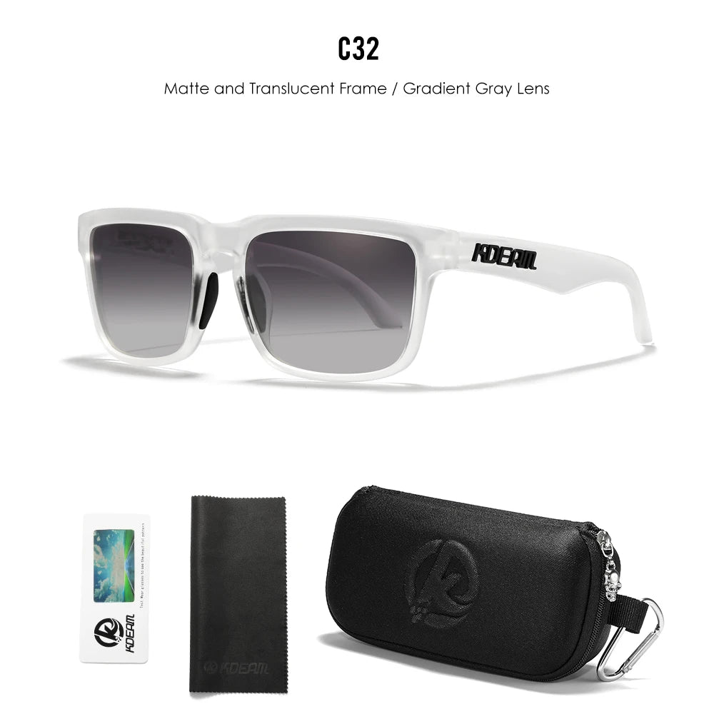 KDEAM Men's Polarized Sunglasses Square Casual Outdoors Sun Glasses Women Unisex Sunglass For Couple With Zipper Case Beauty World Shop