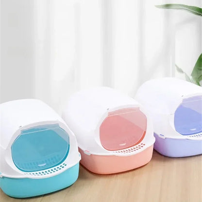 Kitty Sandbox Cat Litter Box Semi-enclosed Splashproof Cat Tray Cat Toilet Cleaning Basin Supplies Pet Toilet Kitten Tray Bedpan Beauty World Shop