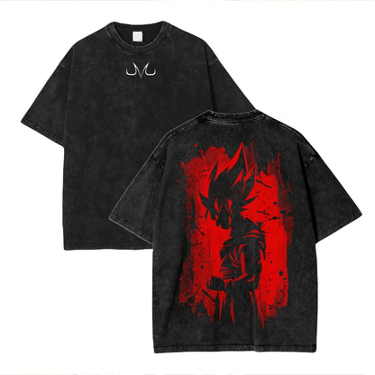 Anime Dragon Ball Cosplay Washed T-Shirt Cotton Short Sleeve Loose Large Casual Sports Fitness T-Shirt Men's Harajuku Clothing Beauty World Shop