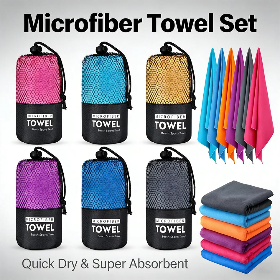 S/M/L Microfiber Towel Sports Quick-Drying Super Absorbent Camping Towel Super Soft Lightweight Gym Swimming Yoga Beach Towel Beauty World Shop
