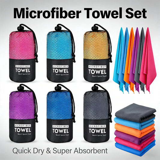 S/M/L Microfiber Towel Sports Quick-Drying Super Absorbent Camping Towel Super Soft Lightweight Gym Swimming Yoga Beach Towel Beauty World Shop