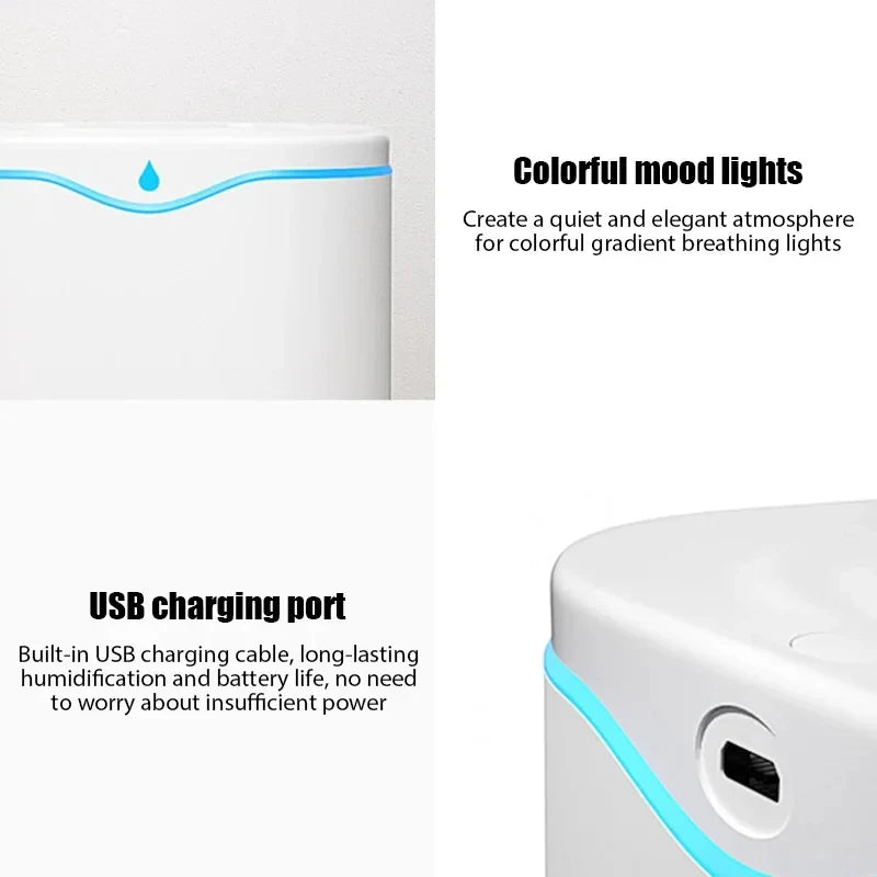 2000ML USB Air Humidifier Double Spray Port Essential Oil Aromatherapy Diffuser Cool Mist Maker Fogger for Home Office Beauty World Shop