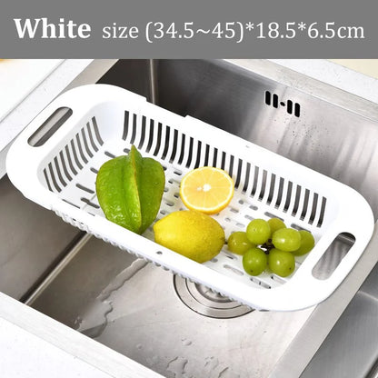 Kitchen Storage Rack Soap Sponge Rack Adjustable Vegetable Drain Basket Sink Rack Retractable Multifunctional Kitchen Tools Beauty World Shop
