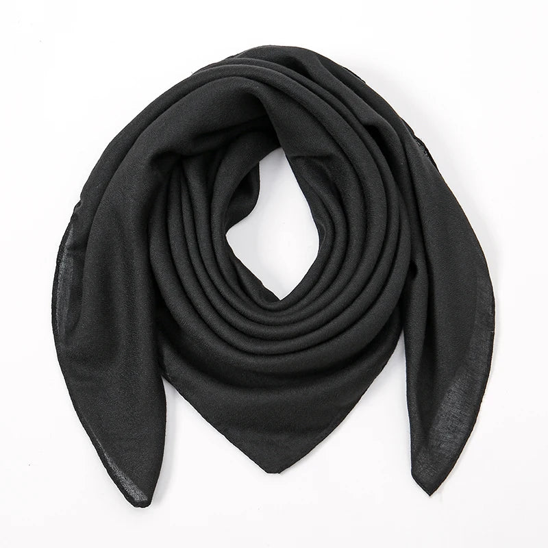 90*90cm Thin Soft Square Scarves for Women Simplicity Solid Color Cotton Linen Headscarf Muslim Female's Hijabs Bag Accessories Beauty World Shop