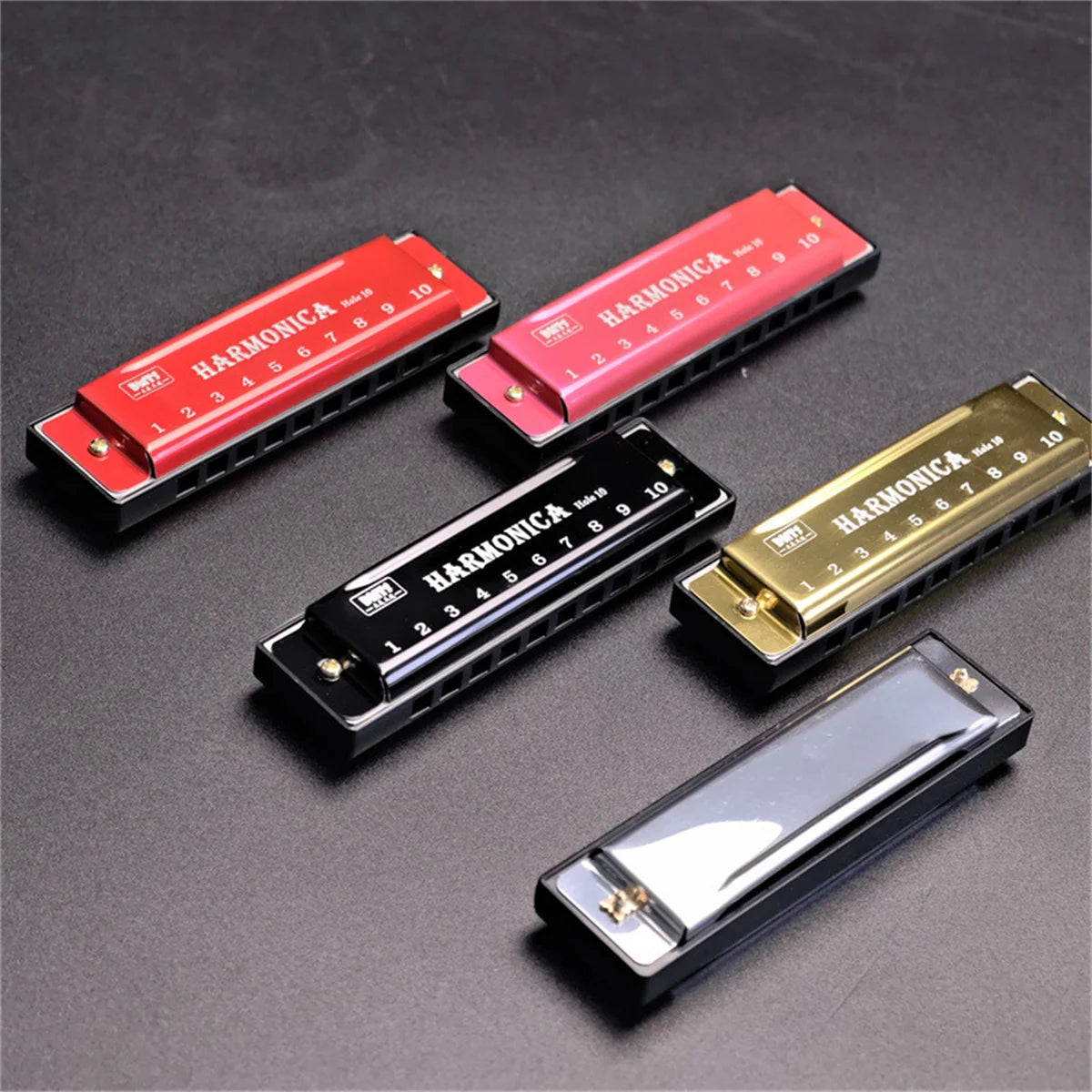 Miwayer 10 Holes Harmonica Key of C ,  Colorful Metal Shell  with Case for Beginner Students Kids Gift with Case Beauty World Shop