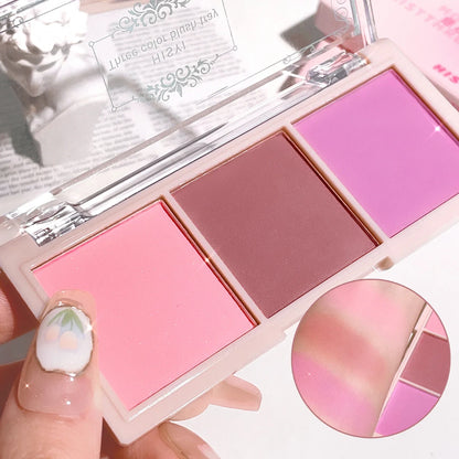 3-Color Cheek Red Plate Nude Makeup Natural Matte Milk Tea Orange Eye Shadow Makeup Lasting High Color Rendering Invisible Beauty World Shop