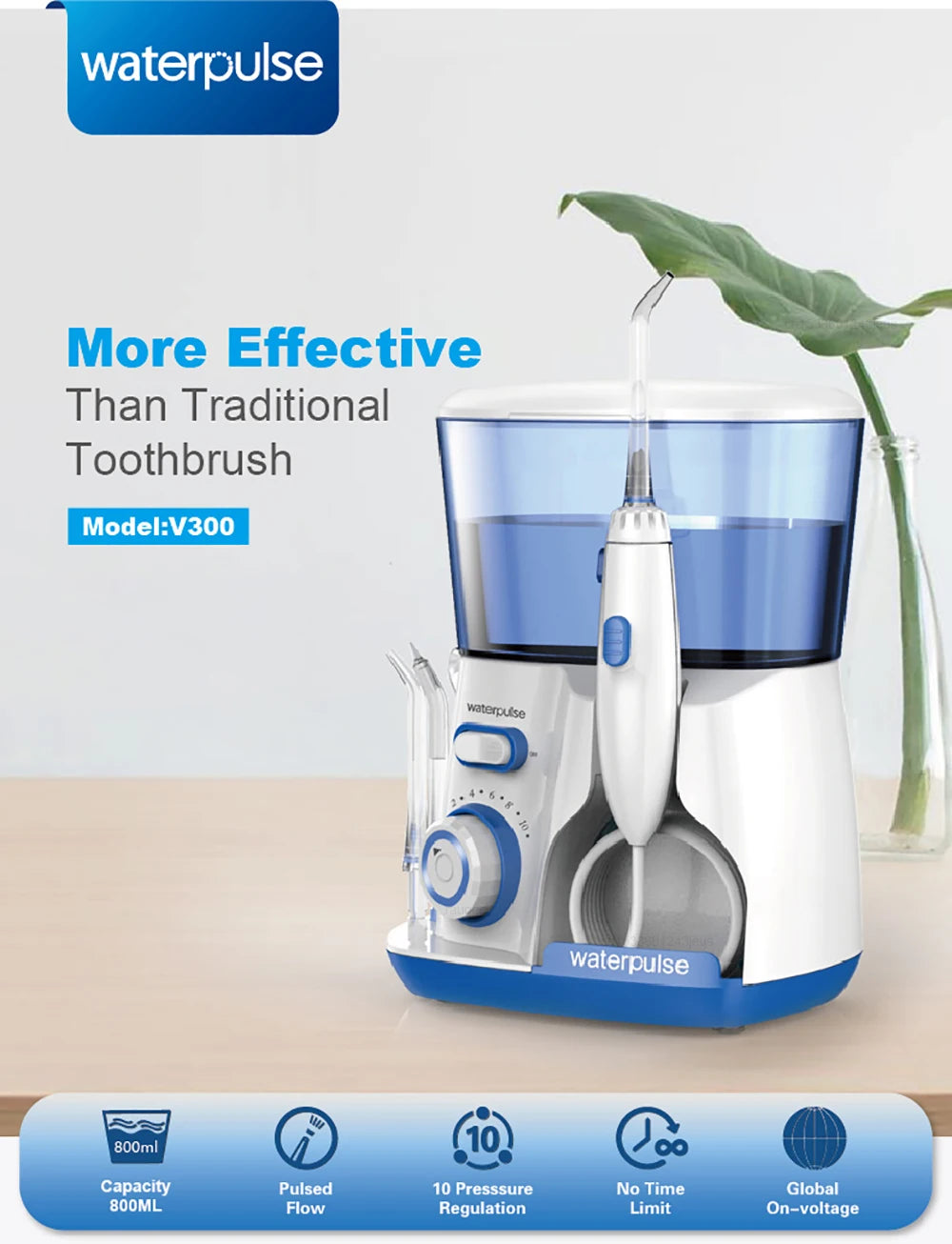 Oral Irrigator Dental Water Flosser for Teeth High Pressure Electric Dental Irrigator Water Flosser Mouth Washing Machine 800ML Beauty World Shop