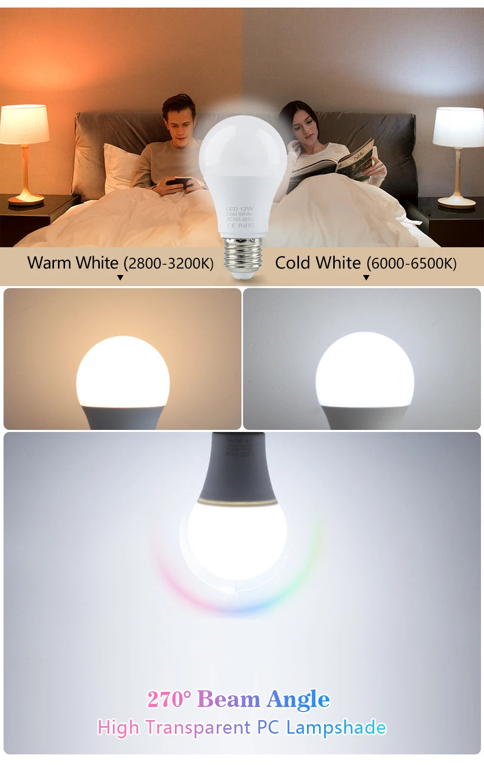 4pcs/lot E27 LED Bulb Lamps AC 220V SMD2835 3W 6W 9W 12W 15W 18W Lampada Led Light Bulbs Living Room Home Indoor LED Bombilla Beauty World Shop