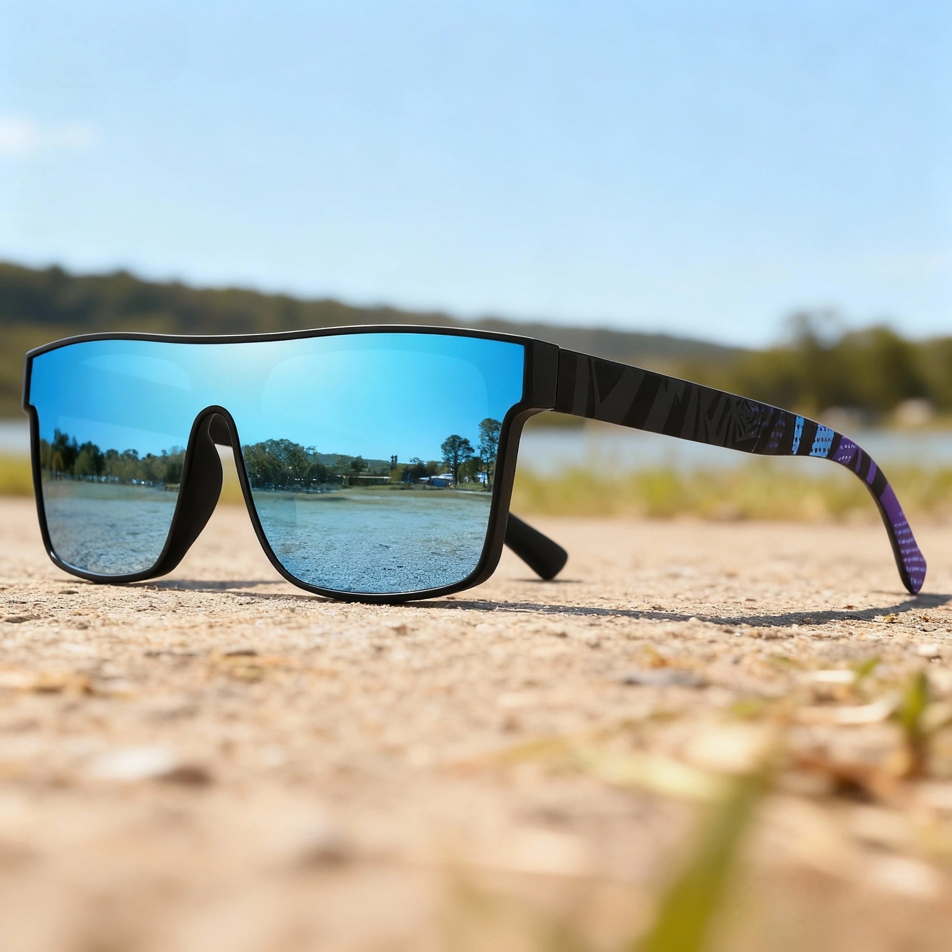 Classic Square Fashion Sports Sunglasses - Patterned Temples, Unisex for Cycling, Hiking, Travel - Perfect Gift Beauty World Shop