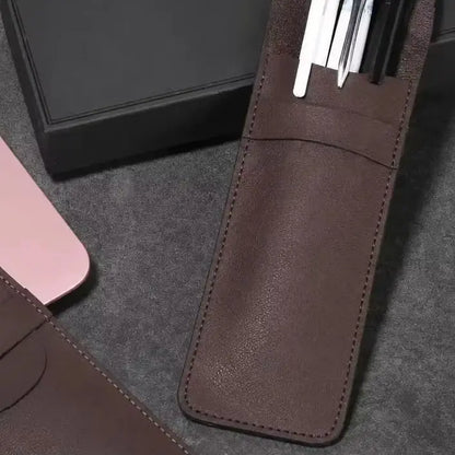 Vintage Frosted PU Leather Flap Pen Case High-end Fountain Pen Protective Sleeve Large Capacity Double Set of Pen Case Beauty World Shop