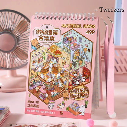 Mr Paper 3D Cabin Scene Stickers Book Visual Stacking Cartoon Scene Sticker Collection DIY Cabin Scene Stationery  Stickers Beauty World Shop