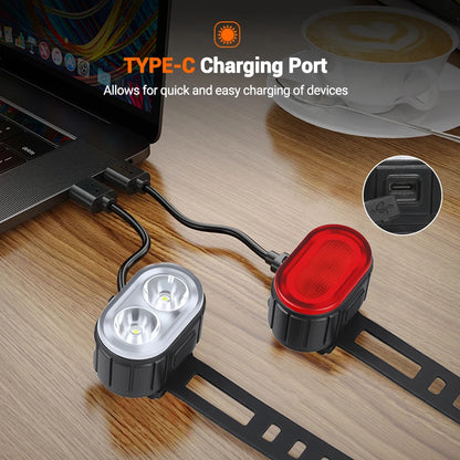 USB Rechargeable Bicycle Lights Bike Safety Warning Lamp Outdoor Waterproof Cycling Flashlight For Mountain And Road Bikes Beauty World Shop