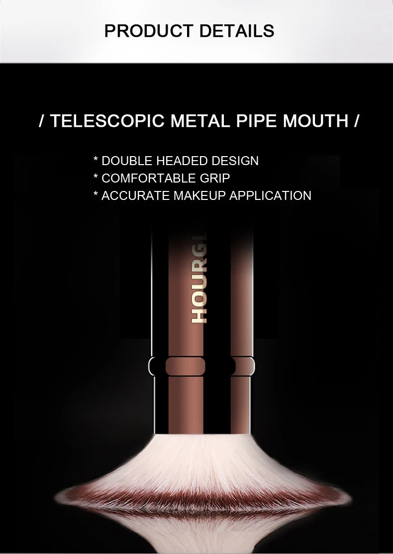 Hourglass Makeup Brush- No.15 Retractable Double-Ended Complexion Brush Soft Fiber Hair Fashion Design Single Face Brush Beauty World Shop