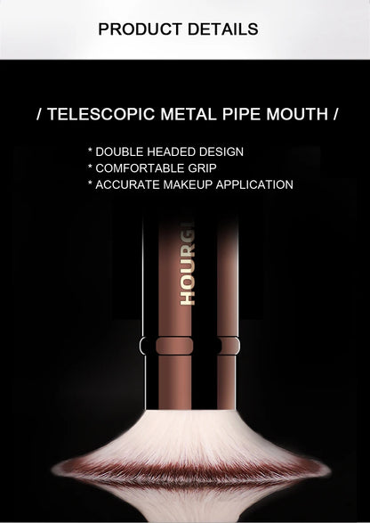 Hourglass Makeup Brush- No.15 Retractable Double-Ended Complexion Brush Soft Fiber Hair Fashion Design Single Face Brush Beauty World Shop
