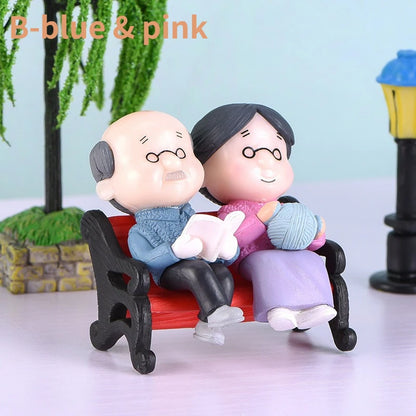 Mini Couple Figures Grandma Grandpa Sweety Lovers Old Couple Ornament for Fairy Garden Figurines Miniature Home Decoration Beauty World Shop