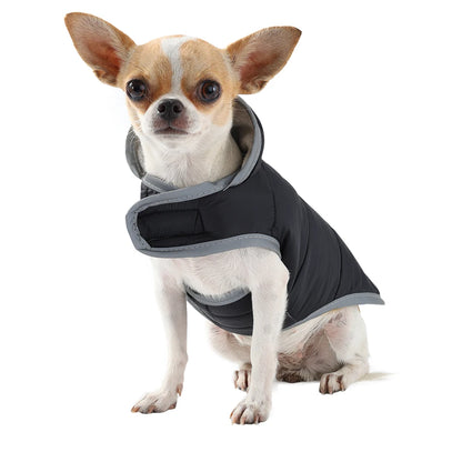 Reversible Dog Coat For Winter Fleece Warm Puppy Jacket With Leash Hole Waterproof Pets Jacket For Small Medium Dogs Chihuahua