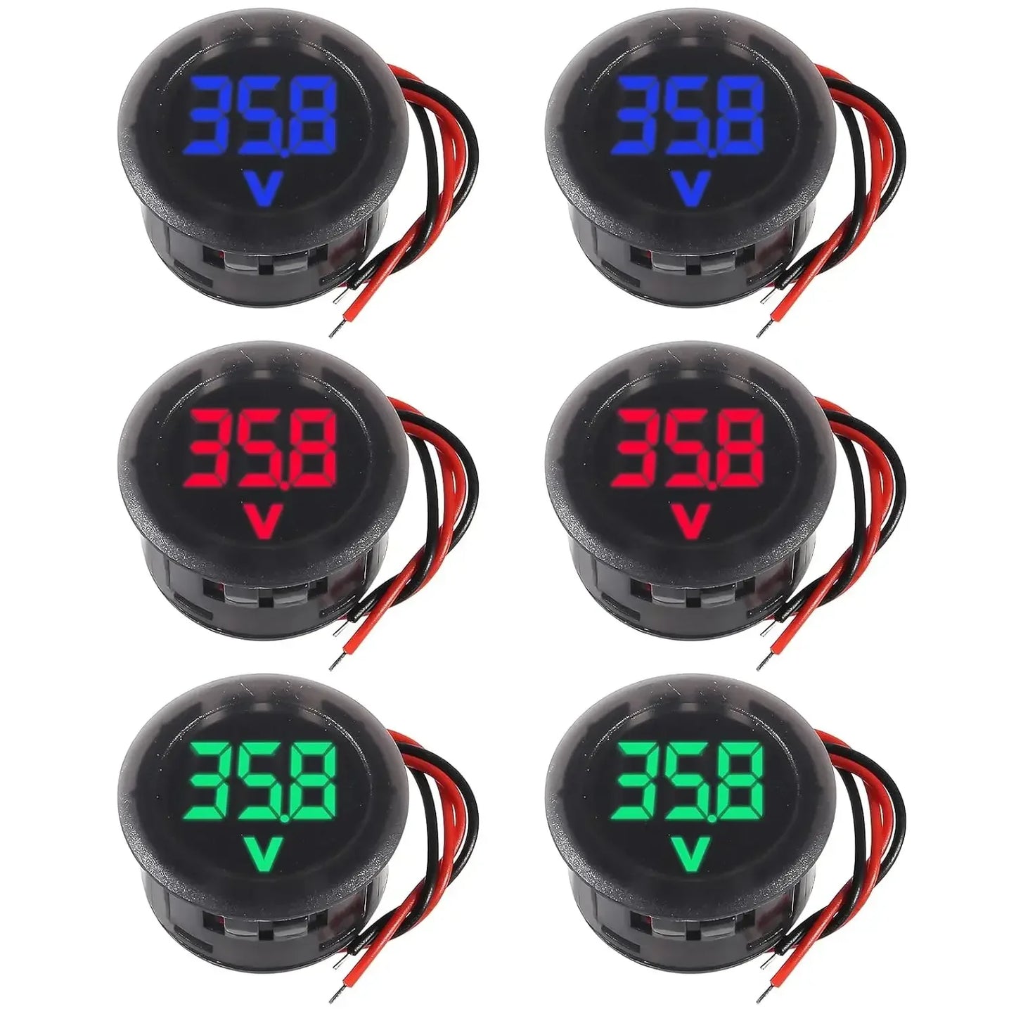 2/4pcs DC 4-100V Car Voltage Gauge LED Digital Display 12V 24V Waterproof Voltmeter Round Voltage Meter Volt Detector Tester Beauty Trend Shop