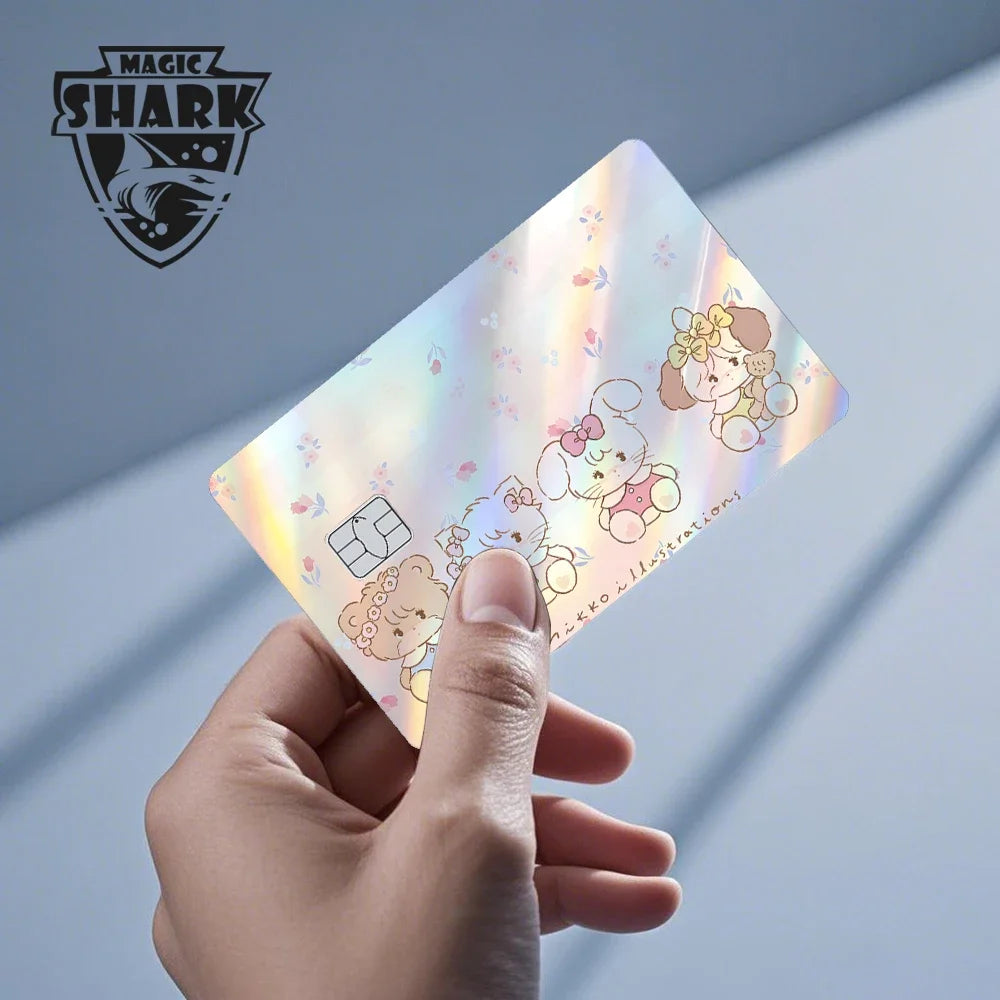 Hot Sale Hello Kitty Kuromi Holographic Laser Shinny Film Skin Cover Sticker for Debit Credit Card Bank Card Beauty World Shop