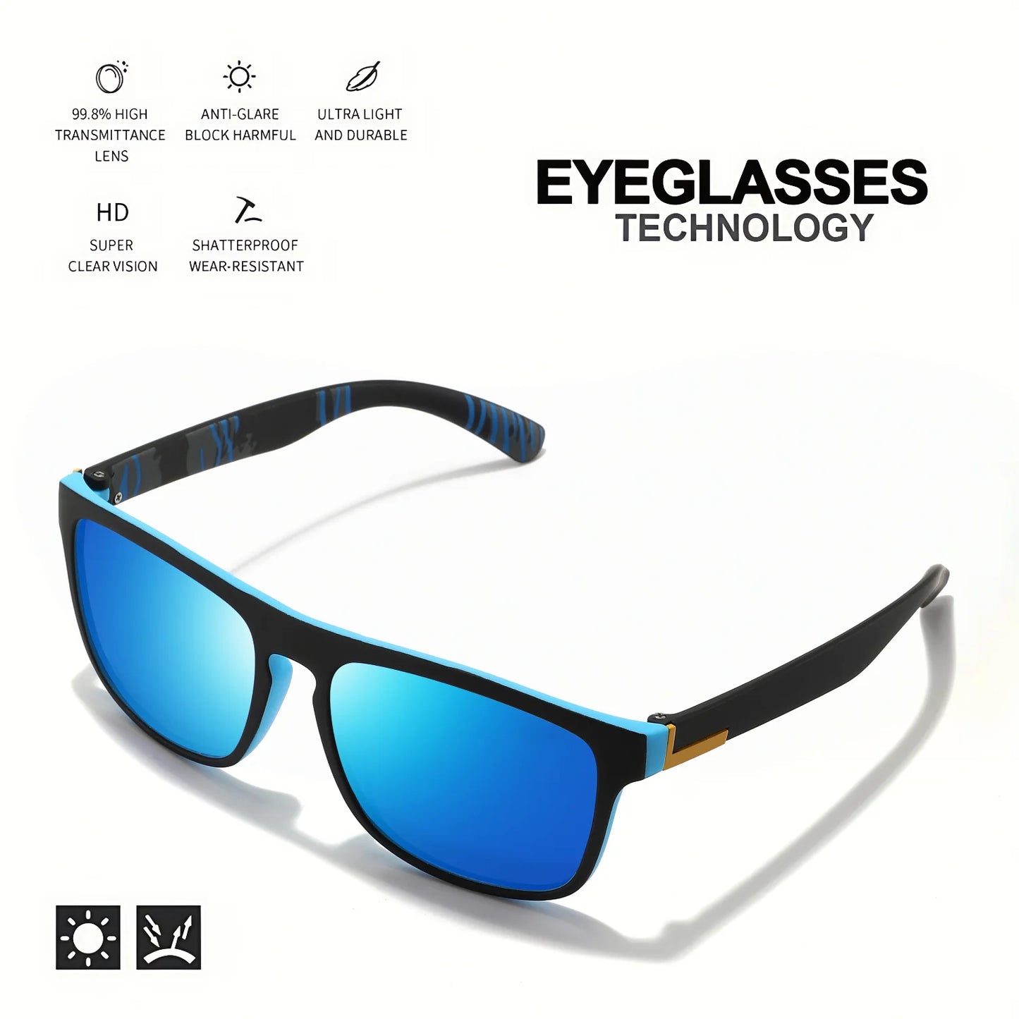 1-4PCS Men Classical Square Polarized Sports Sunglasses Lightweight PC Frame UV400 for Driving Fishing Cycling Unisex Durability Beauty World Shop