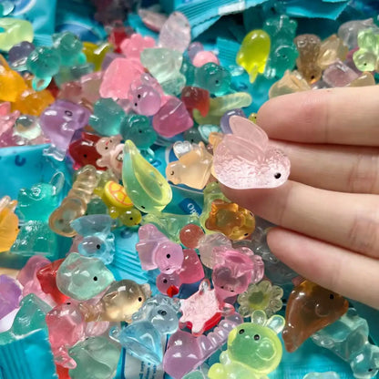50 pcs Glow Resin Animals & Capybaras Mystery Blind Bags - Mini Fairy Garden Gift Box Decor Beauty World Shop