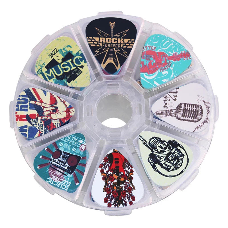 0.46/0.71/1.0mm 50pcs guitar paddle Acoustic guitar Picks ukulele Musical instrument accessories cartoon style pick with box Beauty World Shop