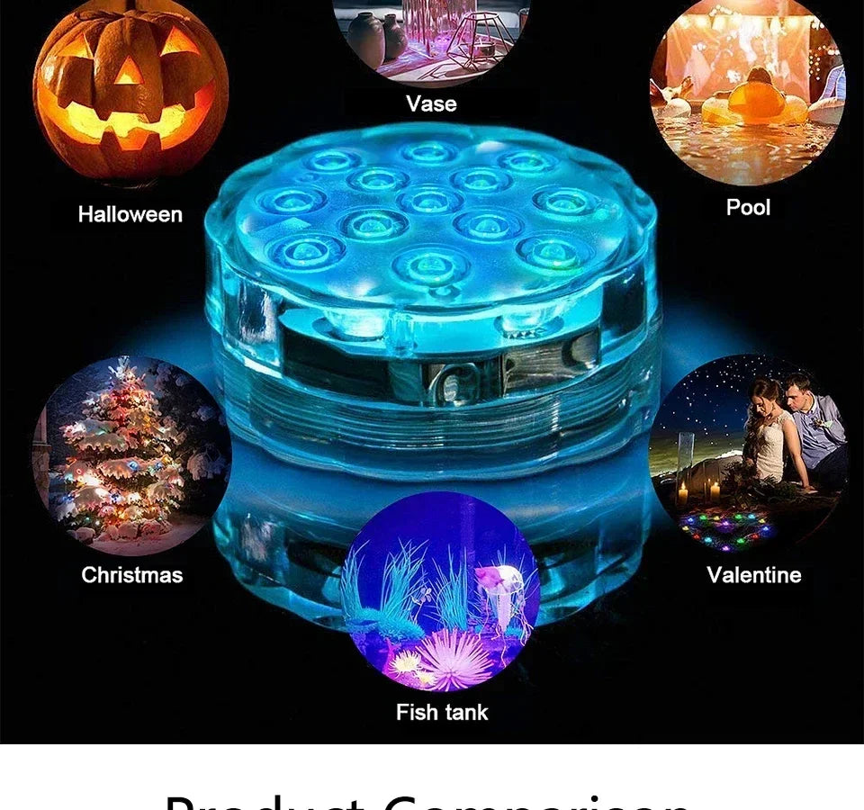 10 LED RGB Underwater Lights with Magnetic Suction Cups 16 Color Lights Fish Tank Pool Underwater Lighting Plant Grow Lights Beauty World Shop
