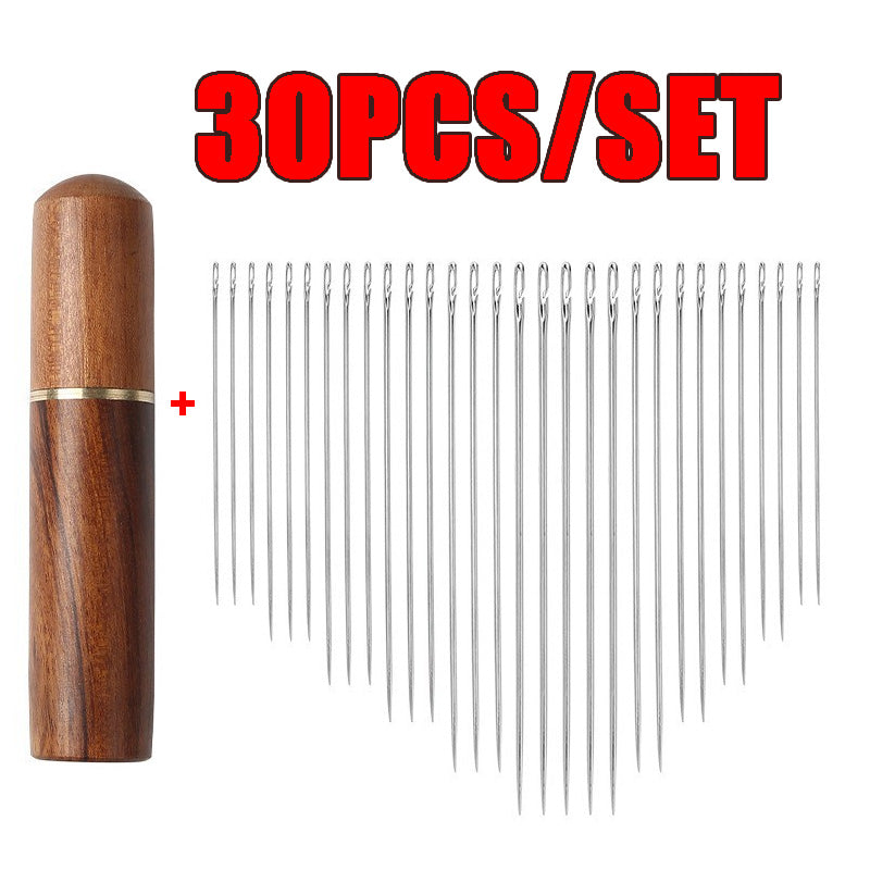 30pcs Blind Sewing Needle Elderly Stainless Steel Quick Automatic Self-Threading Needle Stitching Pins DIY Punch Needle Threader Beauty World Shop