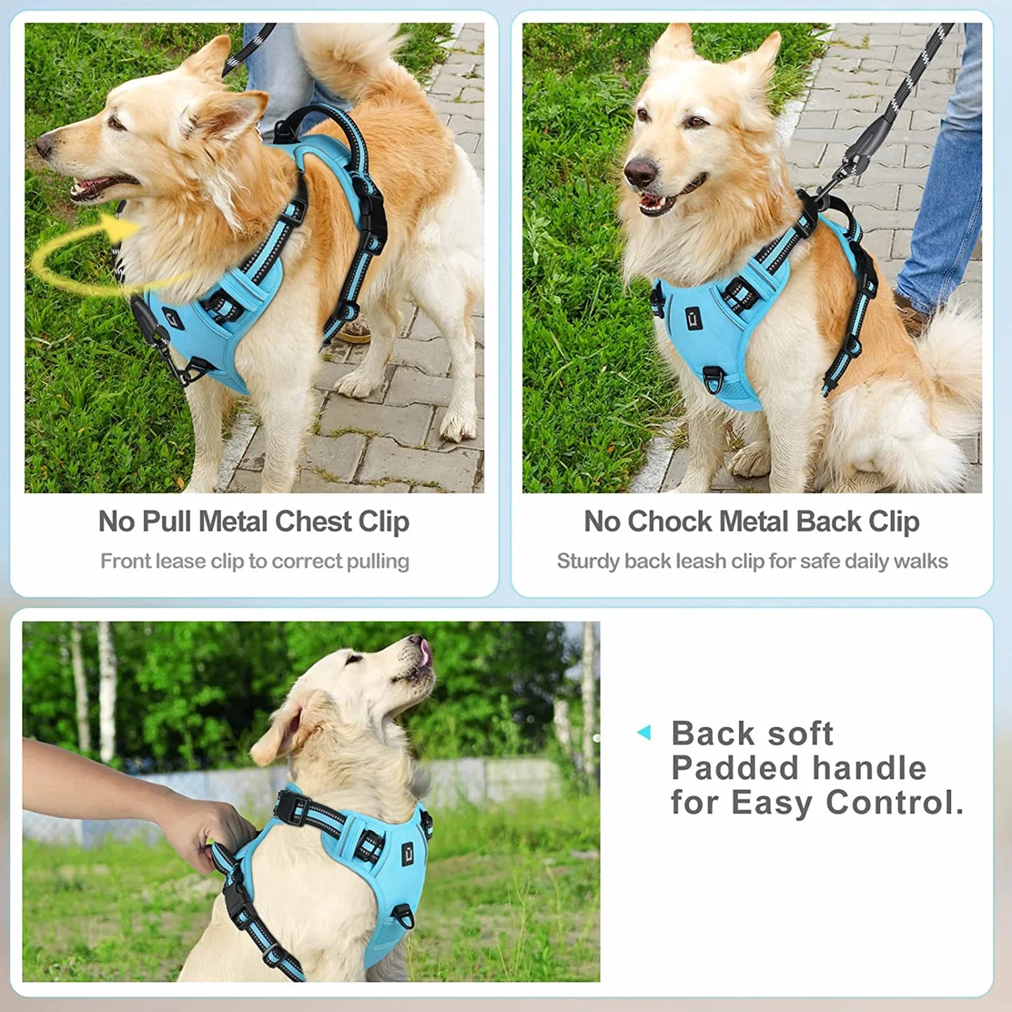 No Pull Dog Harness, Adjustable Soft Padded Pet Vest with Easy Control Handle Beauty World Shop