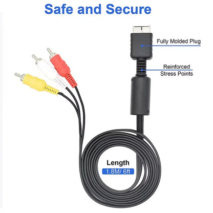 6ft/1.8M AV Cable for PS3 PS2 PS1 PlayStation Splitter RCA Audio Video Extend Cord to Monitor TV RCA Wire Converter Adapter New Beauty World Shop