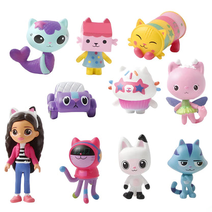 NEW 10pcs Anime Figure Toy Gab Smiling Car Cat Hug Dolls Mercat Cartoon Birthday Gift Beauty World Shop