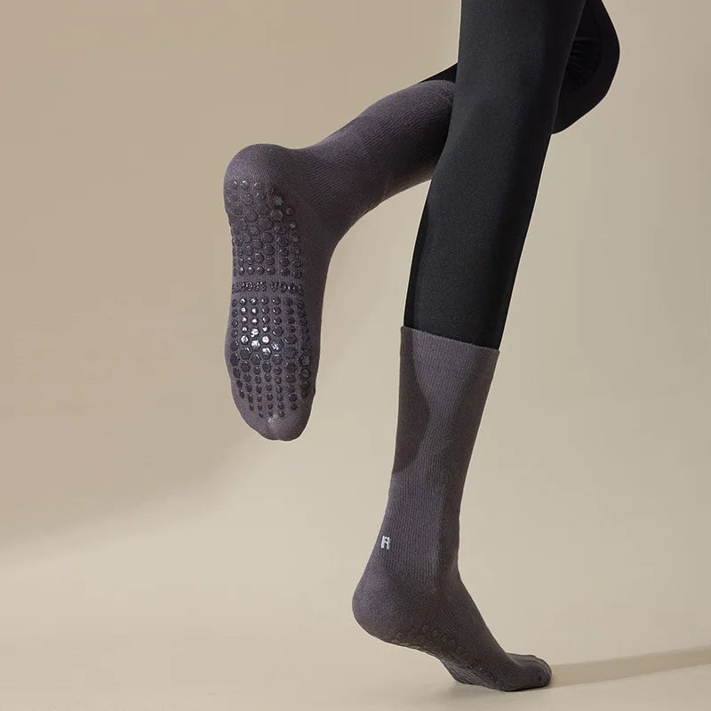 Professional Yoga Socks Women Silicone Non-slip Solid Color Pilates Socks Cotton Breathable Floor Gym Fitness Dance Sports Socks Beauty World Shop