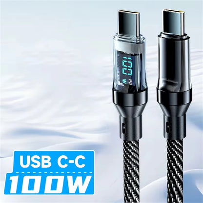 NNBILI 100W USB C 120W USB A charging cables with LED display screen, USB C=C-C，USB A=A-C,Xiaomi iPhone、 Samsung not compatible Beauty World Shop