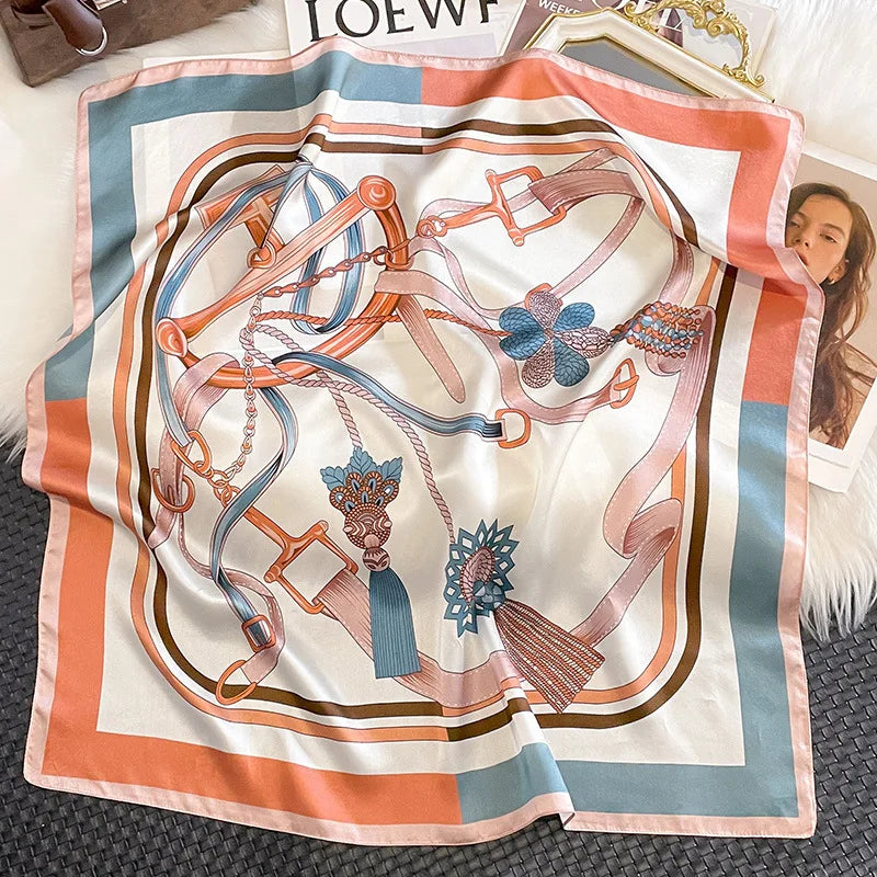 68cm Women's Simulated Silk Square Scarf Fashionable and Versatile High-end Scarfs Bag Clothing Accessories Square Scarf Beauty World Shop