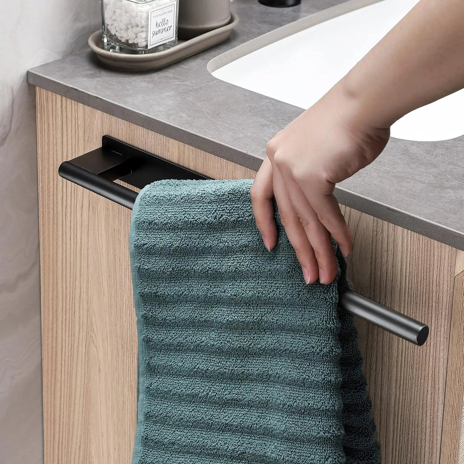 Bathroom Towel Racks No Drill Double Adhesive Towel Bar Stainless Steel Black 39 CM Towel Rack for Bathroom and Kitchen Beauty World Shop