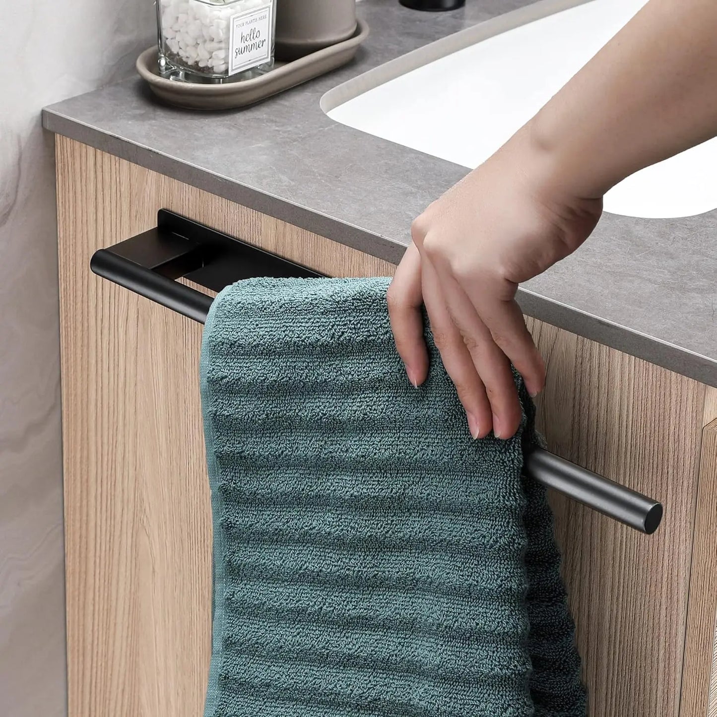 Bathroom Towel Racks No Drill Double Adhesive Towel Bar Stainless Steel Black 39 CM Towel Rack for Bathroom and Kitchen Beauty World Shop