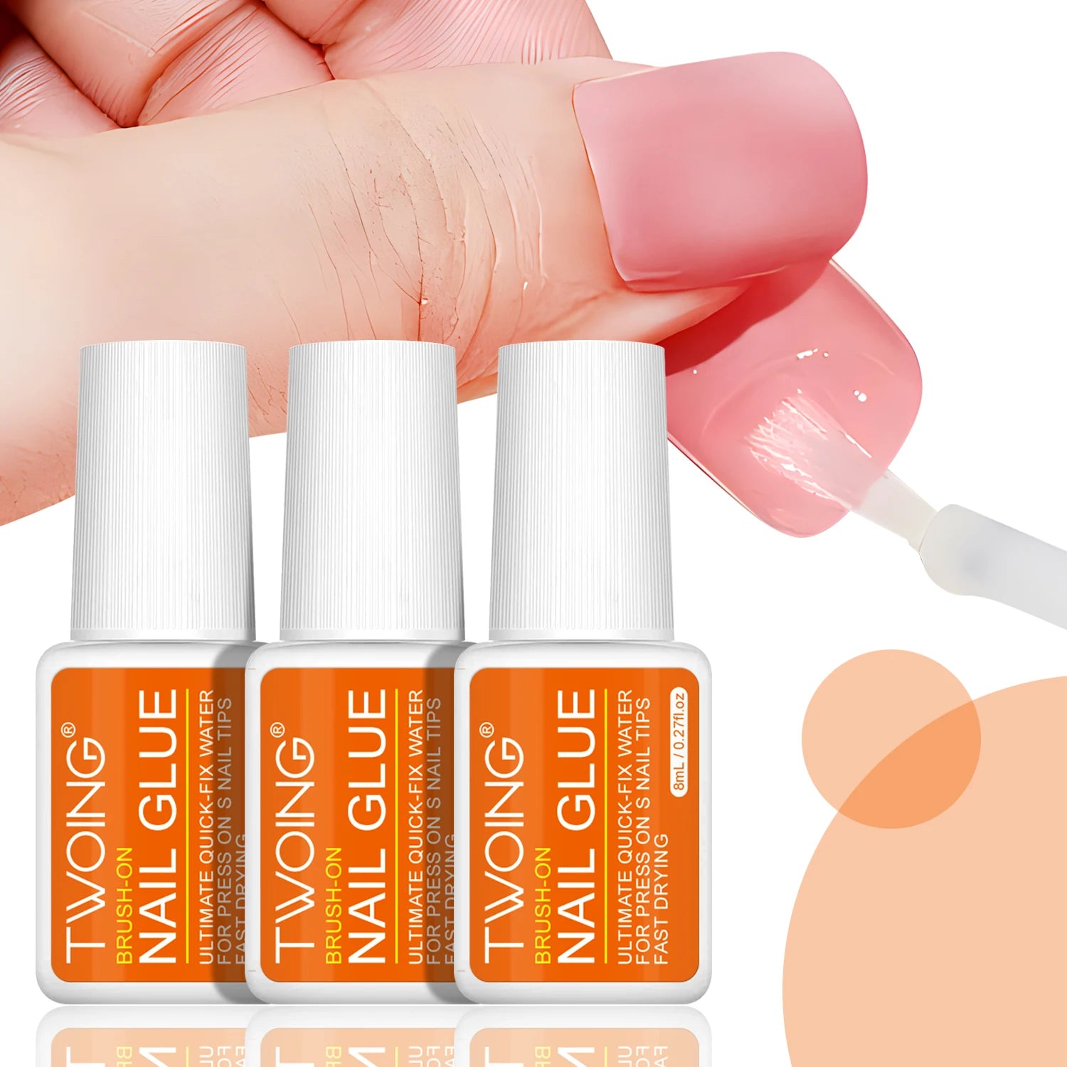 Twoing Waterproof Liquid Nail Adhesive,Long-Lasting & Fast-Drying, Formaldehyde-Free, Compatible with Acrylic Nails Fake Nails Beauty World Shop