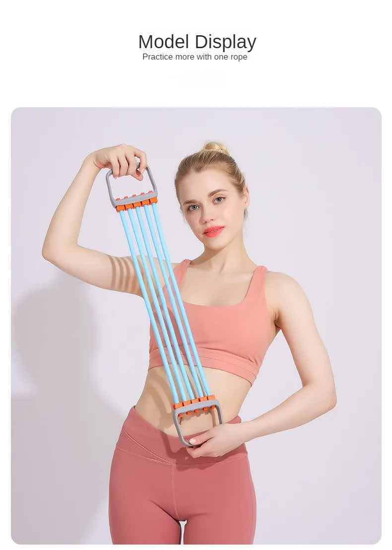 Full Body Workout Set - Chest Expander with 5 Removable Resistance Bands for Pilates, Push Ups, and Muscle Training - Strengthen Beauty World Shop