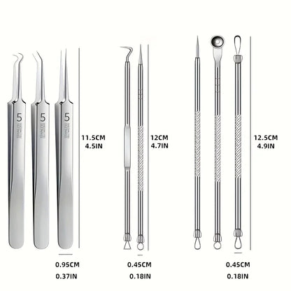 8-Piece Blackhead Remover Kit – Stainless Steel Blemish & Acne Extraction Tools – Professional Pimple Popper Set for All Skin Beauty World Shop