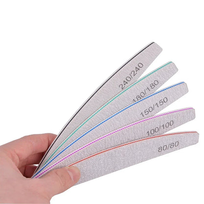 5/10Pcs Professional Nail File 150/180 Sandpaper Strong Thick Nail Files Sanding Half Moon Lime nail accessories and Tools Beauty World Shop