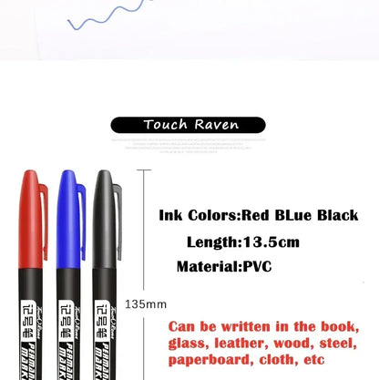6-20PCs/Set PermanentMarker Pen Fine Point Waterproof Markers Thin Nib Crude Nib Black Blue Red Ink 1.5mm Fine Color Marker Pens Beauty World Shop