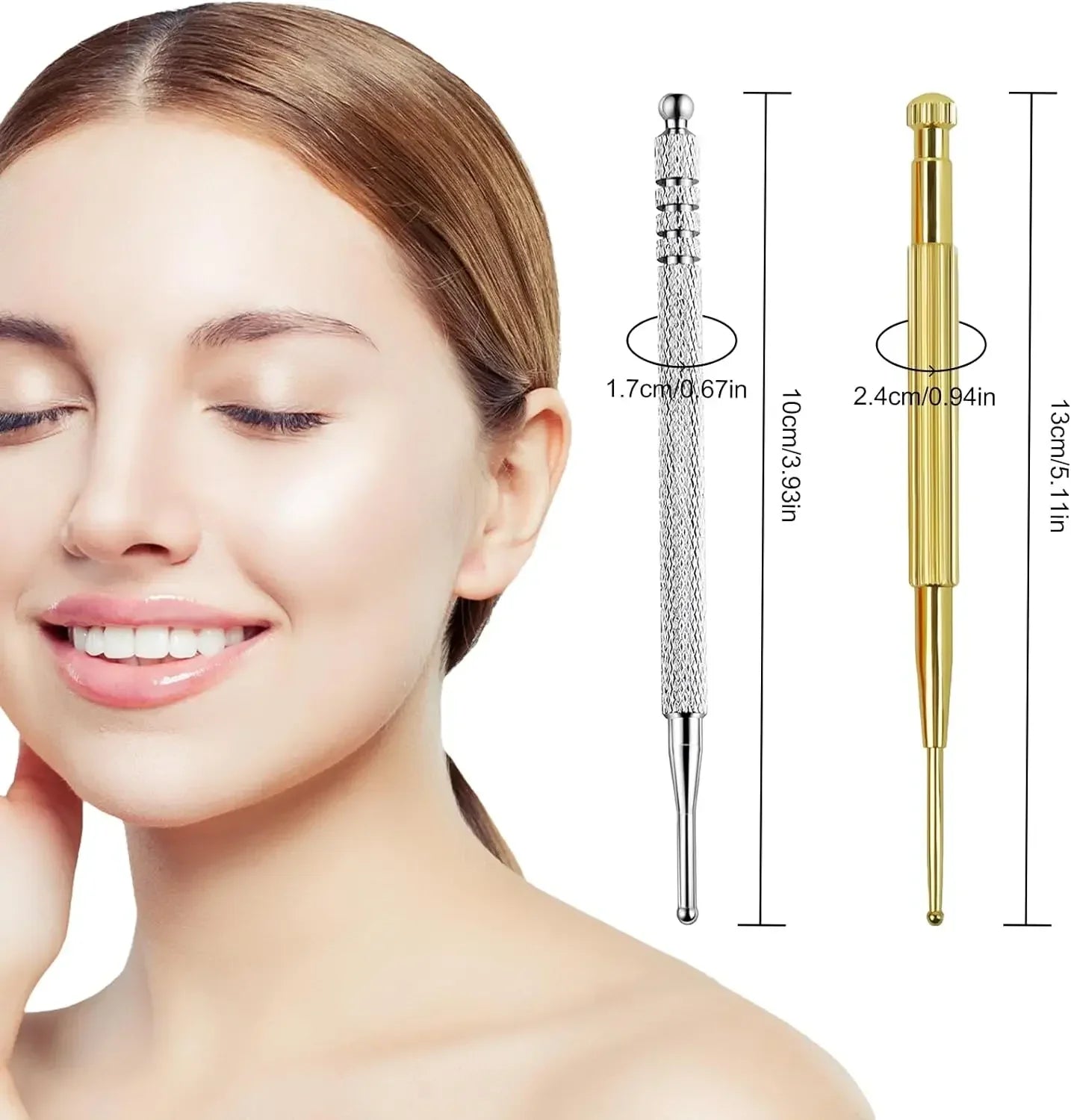 Facial Reflexology Massage Tool Retractable Acupuncture Pen Double Headed Spring Ear Care Tool Point Probe Pen Massager for Face Beauty Trend Shop