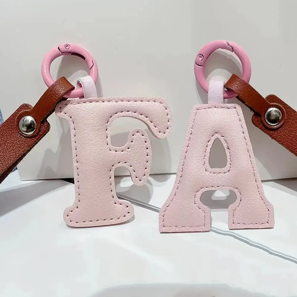 Creative PU Leather 26 Letter Keychains Fashion Alphabet Keyrings Handbag Ornaments Pendant Car Key Holder Accessories Gifts Beauty World Shop